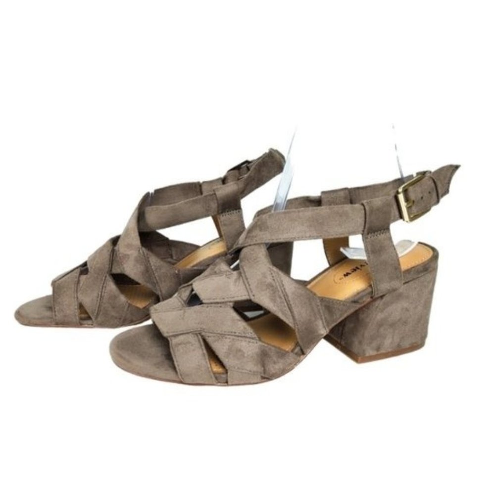 Comfortview Felipa Strappy High Heel Sandal In Dark Taupe Size 7.5